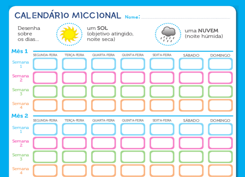 Calendario Miccional Niños: Imprime y Controla el Proceso Calendario Miccional Niños: Imprime y Controla el Proceso