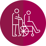 person being pushed in wheelchair icon
